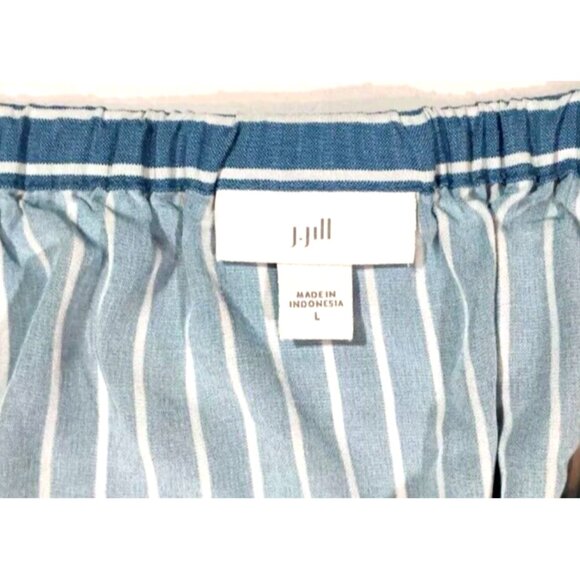 J Jill L Skirt Set Womens Matching Striped Sleeveless Pockets Button Cottagecore - Picture 3 of 10